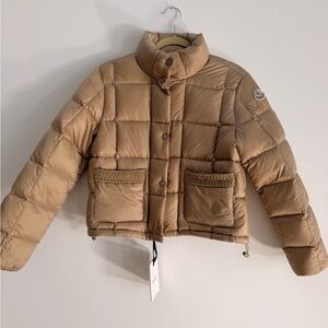 Moncler Camel Beige Jarcieu braided cord-trimmed quilted shell jacket